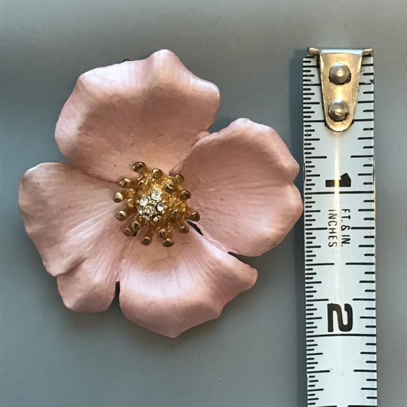 Pink Enamel Dogwood Flower Brooch Pendant - Picture 6 of 6